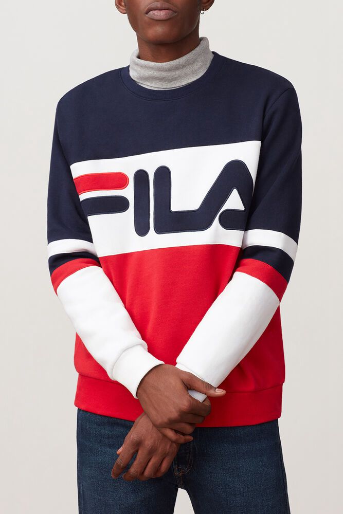 Fila Freddie Sweatshirt Red/Navy/White - Mens - 41289SJVD